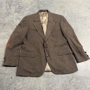 Vtg 80’s Richard Thomas Men’s Brown Blazer Elbow Patches SZ 42R Business Retro